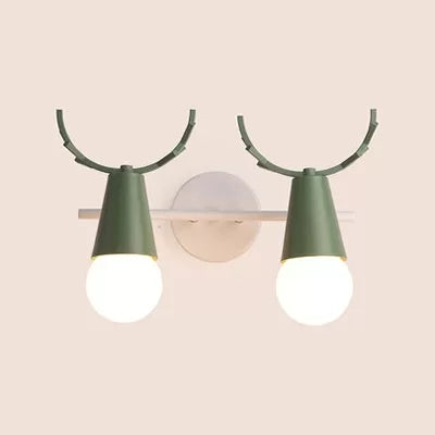 Sweet Cone Child Bedroom Wall Light Metal 1 Head Nordic Stylish Wall Lamp with Antlers