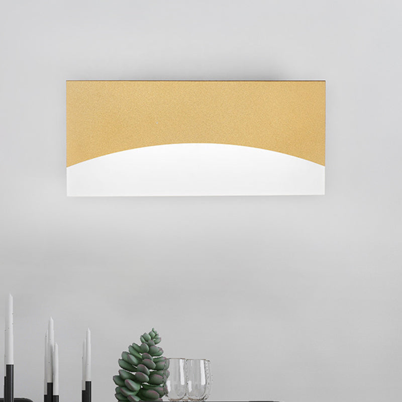 Rectangular Bedside Wall Light Fixture Acrylic Contemporary White/Gold Sconce Light in Warm/White Light