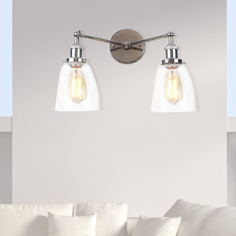 Verjüngte klare Glaswandlampe Industrie 2 Lichter Innenleuchten in Schwarz/Bronze/Messing innenleuchten