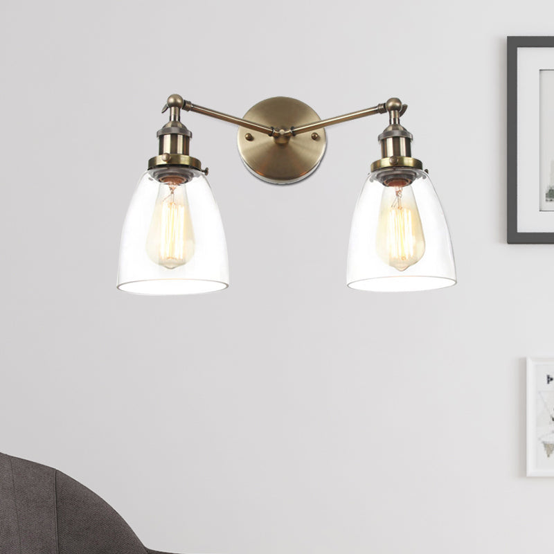 Verjüngte klare Glaswandlampe Industrie 2 Lichter Innenleuchten in Schwarz/Bronze/Messing innenleuchten