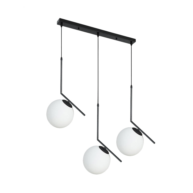 Crème en verre orbe Clter Pendante modernisme LAVIL 3 LIGHT LIGHT en noir avec bras incliné