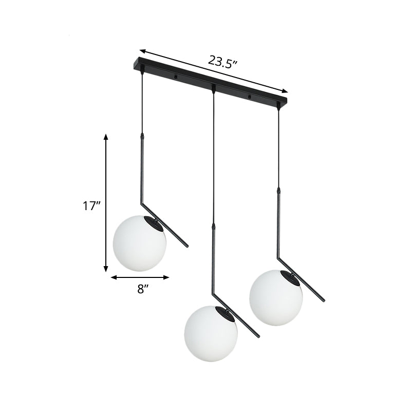 Crème en verre orbe Clter Pendante modernisme LAVIL 3 LIGHT LIGHT en noir avec bras incliné