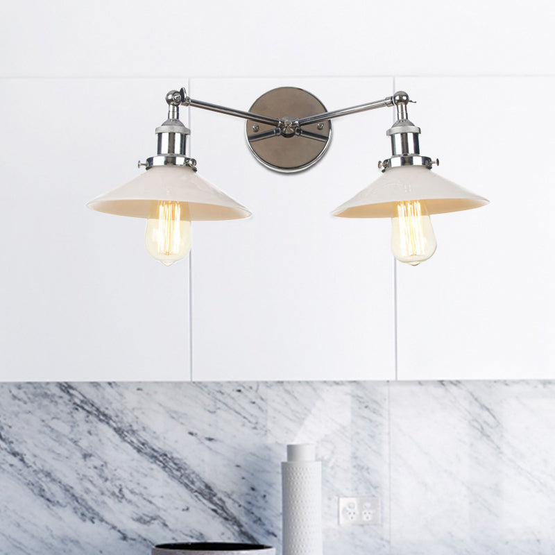 2 lichten wandhangende licht vintage kegel opaal glazen sconce verlichtingsarmatuur in brons/koper/messing