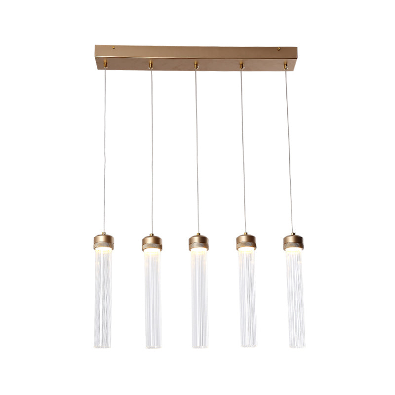 Tubulaire en verre transparent en verre pendant minimalisme minimalisme à 5 laiton de plafond en laiton