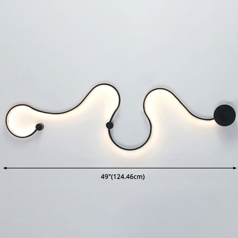Modern Creative Simple Curved Aluminum LED Black Wall Lights