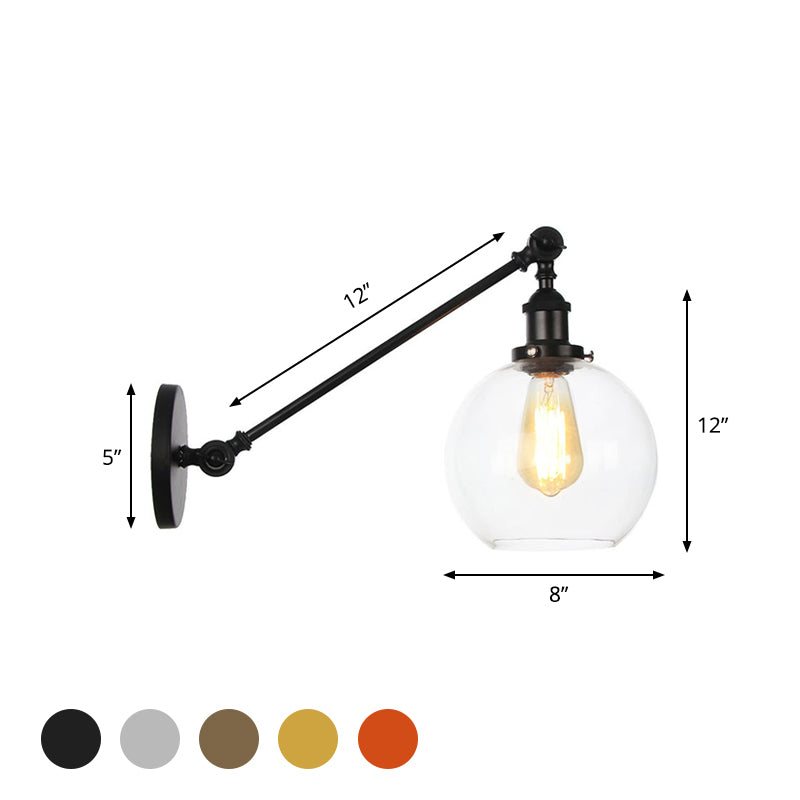 Clear Glass Globe Wandbeleuchtung Bauernhaus 1 Leuchttzimmer Leuchte in Schwarz/Messing/Bronze mit Arm, 8 "/12" l