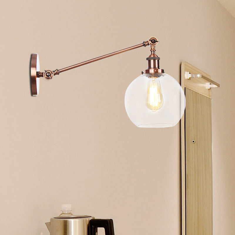 Clear Glass Globe Wandbeleuchtung Bauernhaus 1 Leuchttzimmer Leuchte in Schwarz/Messing/Bronze mit Arm, 8 "/12" l