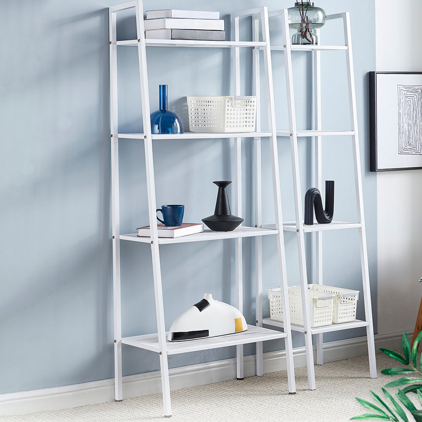 Modern Style Bookshelf Ladder Open Back Metal Bookcase for Home