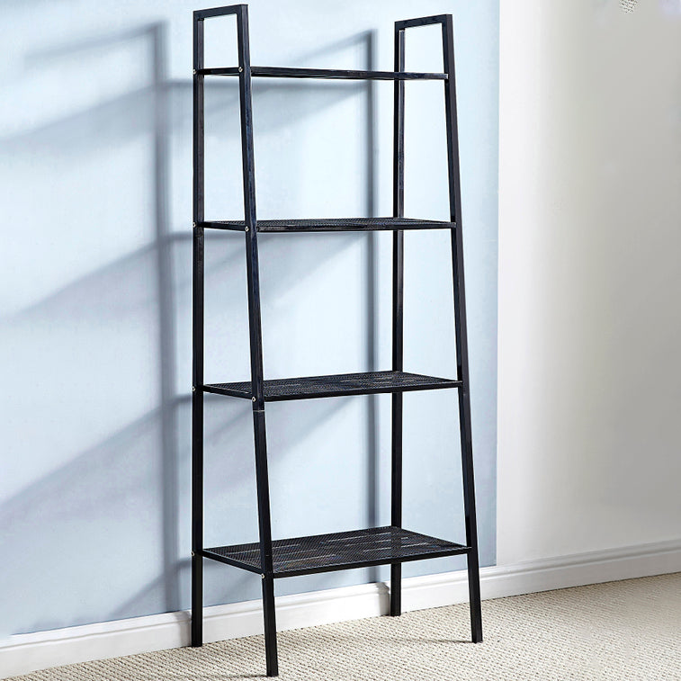 Modern Style Bookshelf Ladder Open Back Metal Bookcase for Home