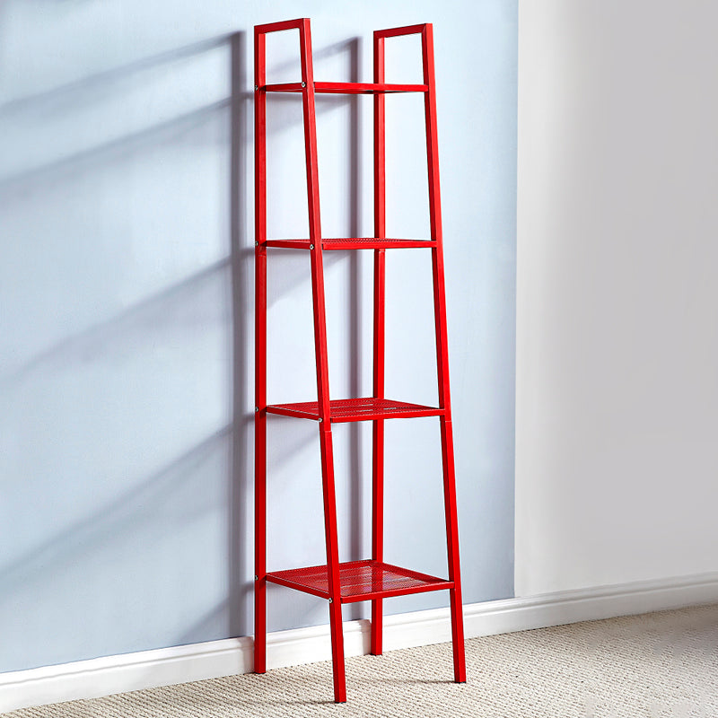 Modern Style Bookshelf Ladder Open Back Metal Bookcase for Home
