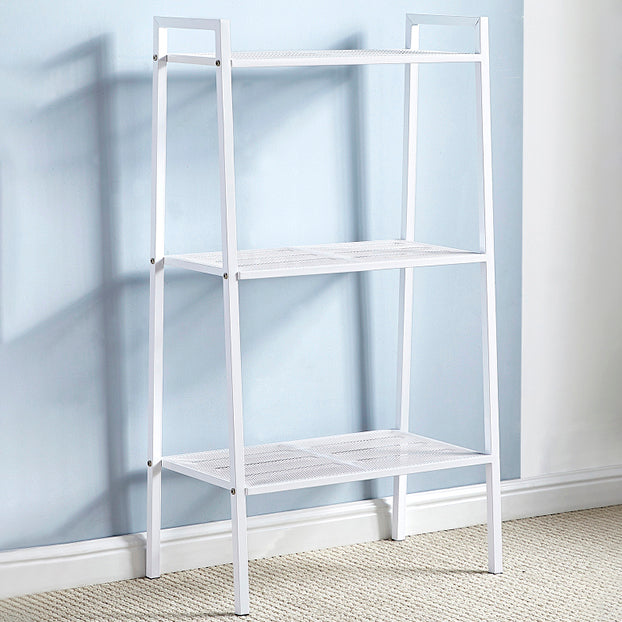 Modern Style Bookshelf Ladder Open Back Metal Bookcase for Home