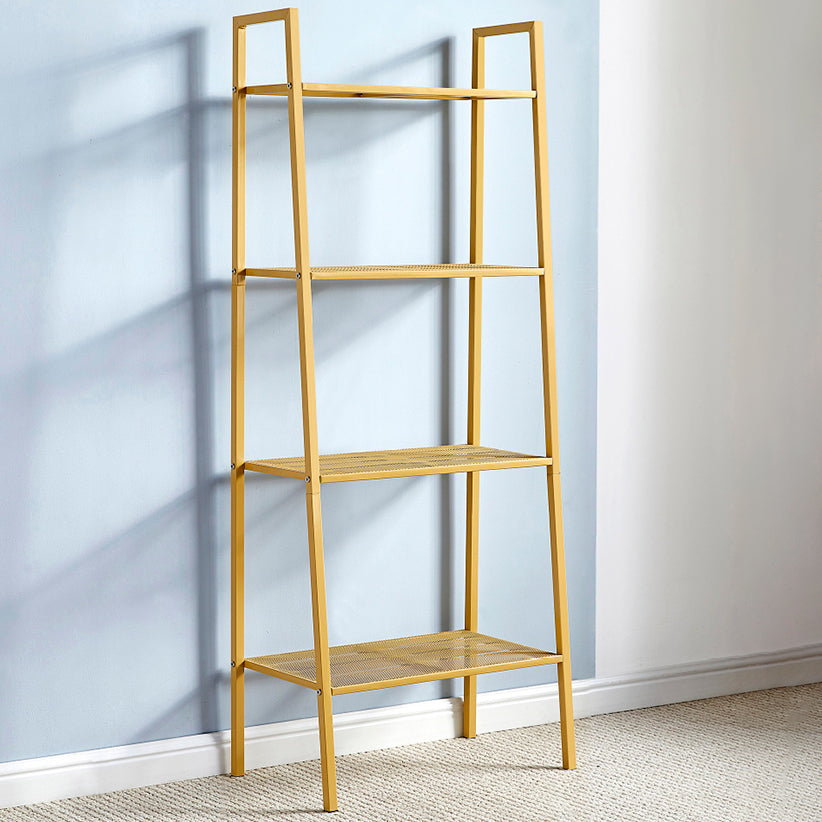 Modern Style Bookshelf Ladder Open Back Metal Bookcase for Home