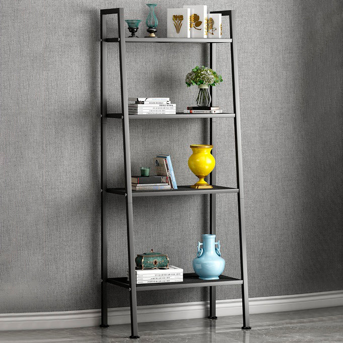 Modern Style Ladder Bookshelf Open Back Metal Bookcase for Home