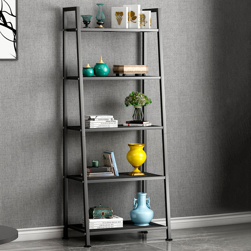 Modern Style Ladder Bookshelf Open Back Metal Bookcase for Home