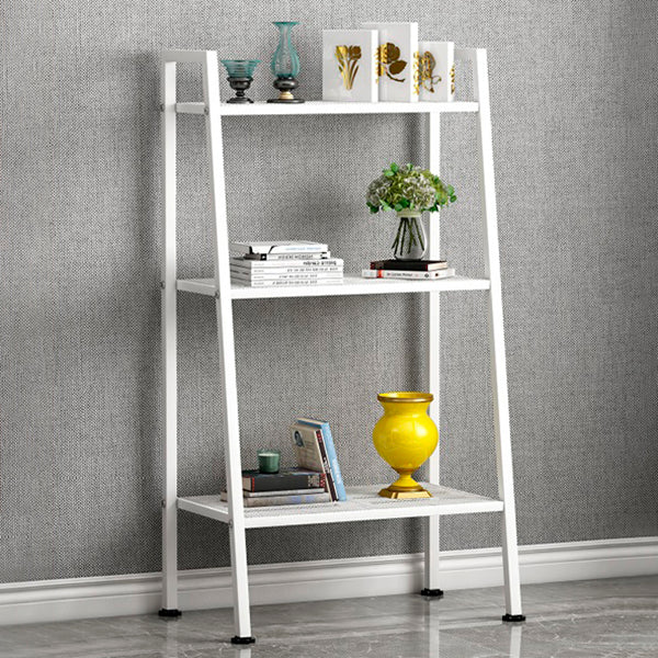 Modern Style Ladder Bookshelf Open Back Metal Bookcase for Home