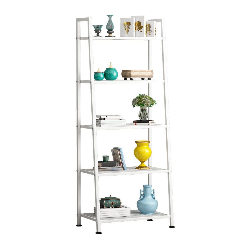 Modern Style Ladder Bookshelf Open Back Metal Bookcase for Home