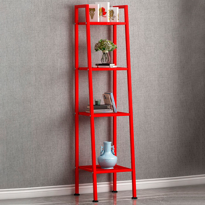 Modern Style Ladder Bookshelf Open Back Metal Bookcase for Home