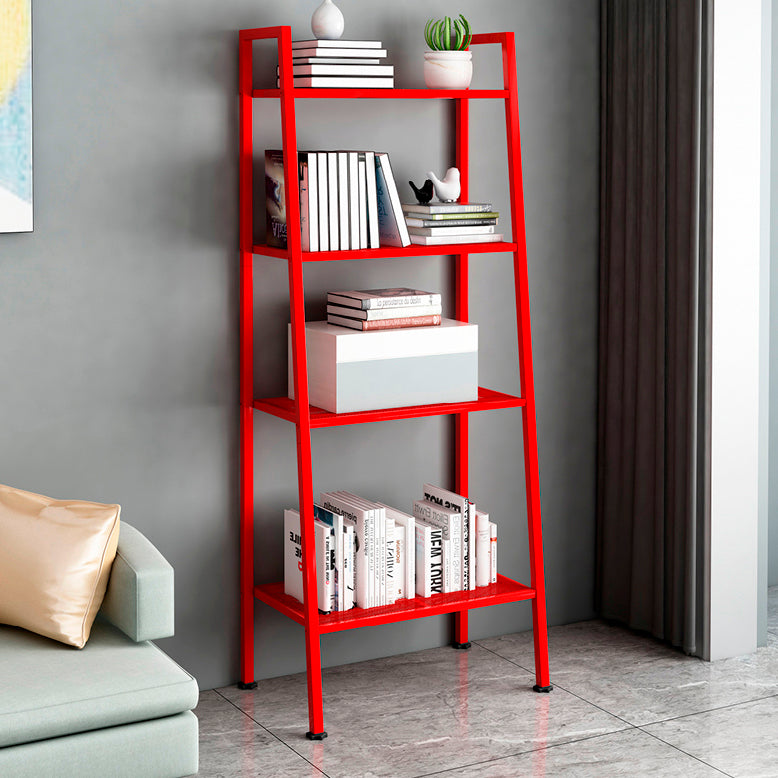 Modern Style Ladder Bookshelf Open Back Metal Bookcase for Home