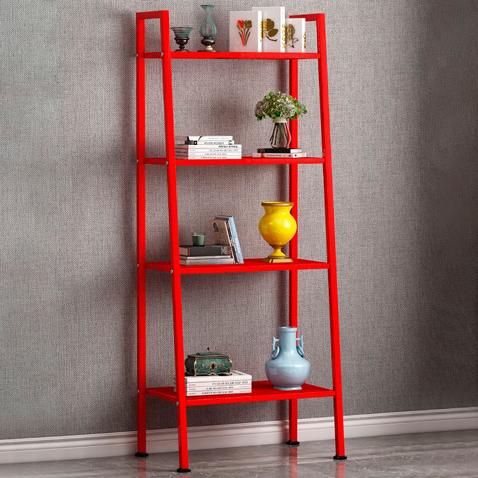 Modern Style Ladder Bookshelf Open Back Metal Bookcase for Home