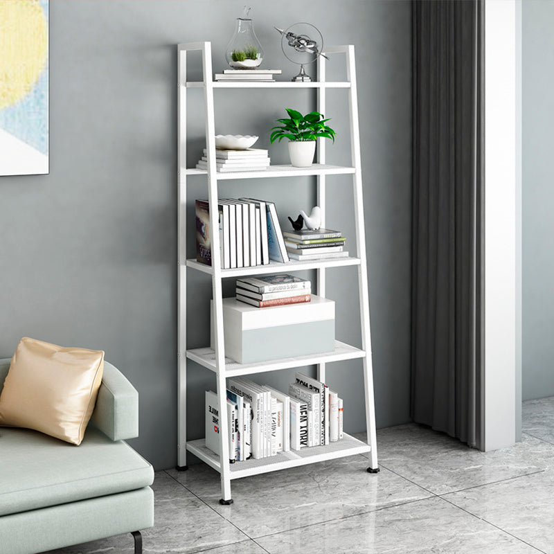Modern Style Ladder Bookshelf Open Back Metal Bookcase for Home