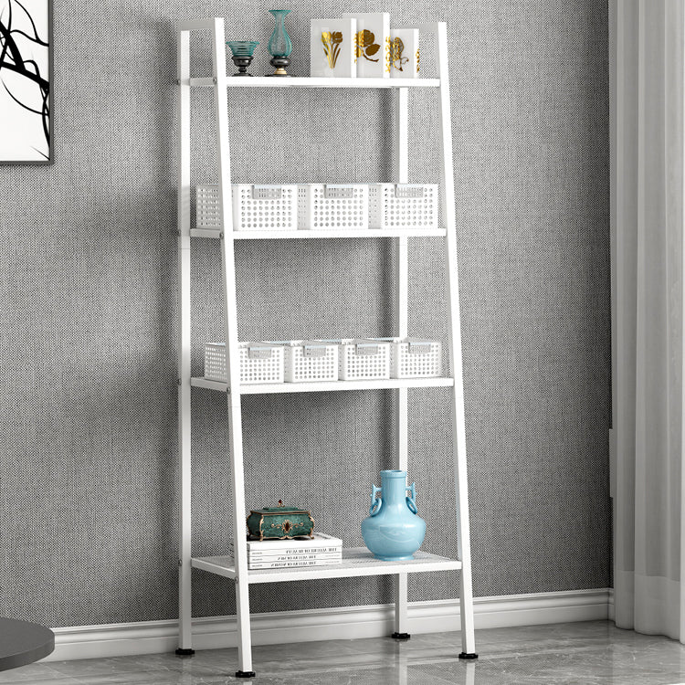 Modern Style Ladder Bookshelf Open Back Metal Bookcase for Home