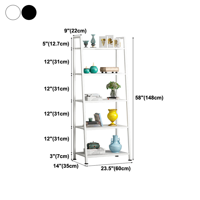 Modern Style Ladder Bookshelf Open Back Metal Bookcase for Home