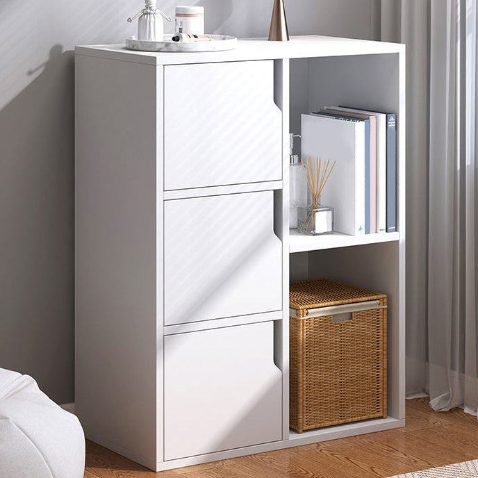 Engineered Wood Shelf Bookcase With Cabinets Rectangular Bookshelf