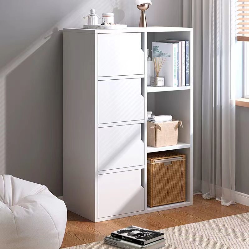 Engineered Wood Shelf Bookcase With Cabinets Rectangular Bookshelf