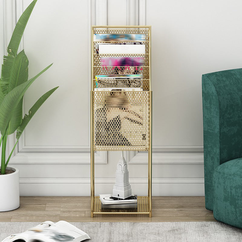 Contemporary Metal Ladder Bookshelf Closed Back Vertical Bookcase for Office