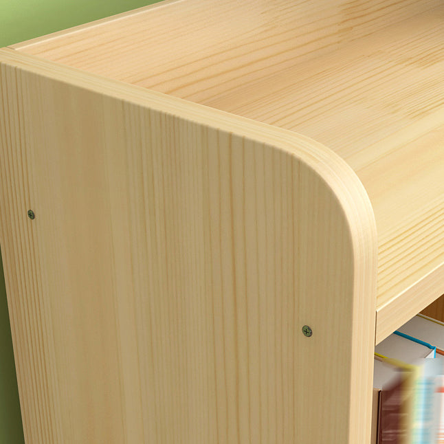 Solid Wood Bookshelf Contemporary Style Natural Bookcase for Study Room Office