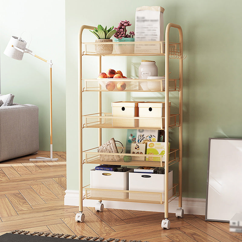 Modern Steel Etagere Bookshelf 3/4/5-Shelf Vertical Open Bookcase with Caster Wheels