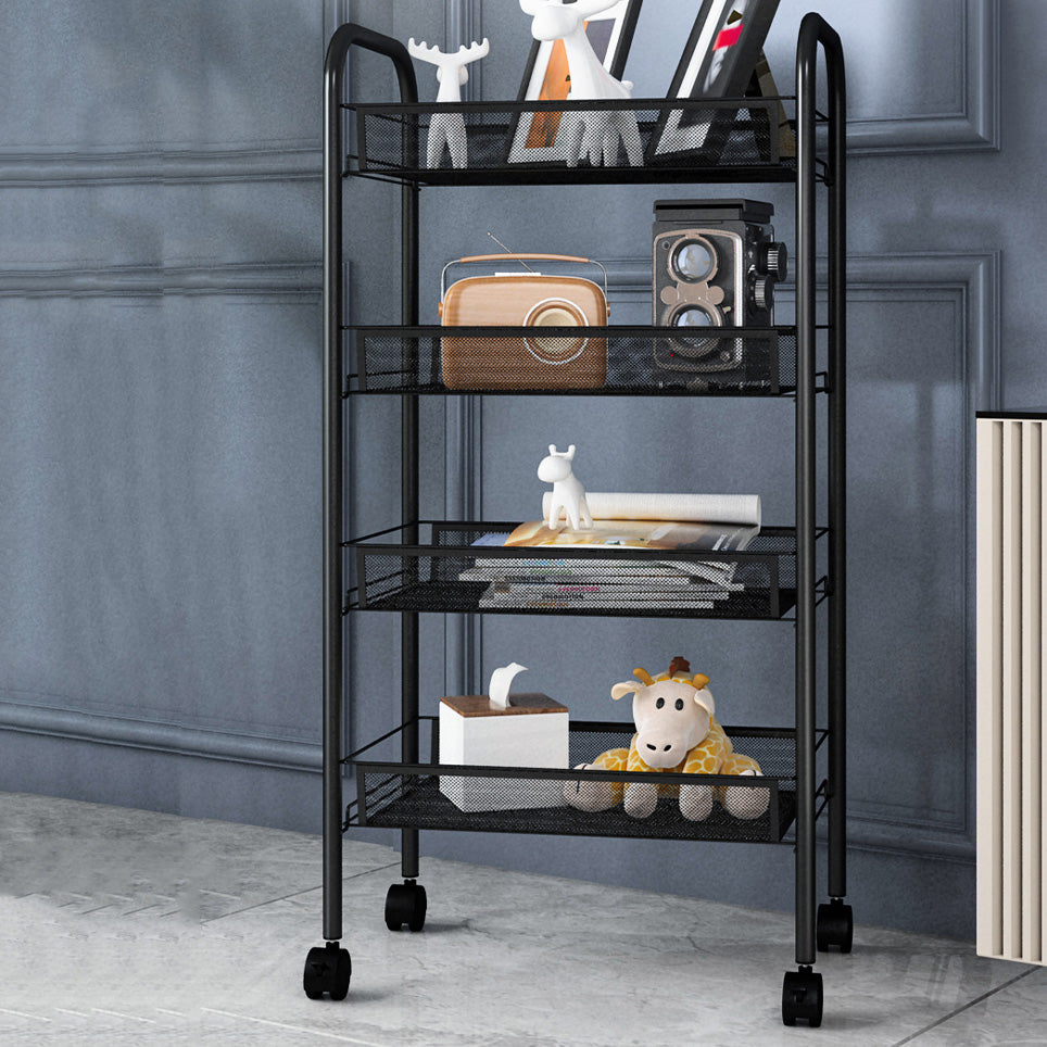Modern Steel Etagere Bookshelf 3/4/5-Shelf Vertical Open Bookcase with Caster Wheels