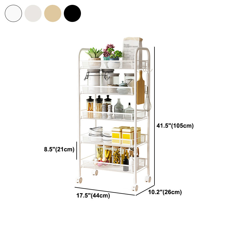 Modern Steel Etagere Bookshelf 3/4/5-Shelf Vertical Open Bookcase with Caster Wheels
