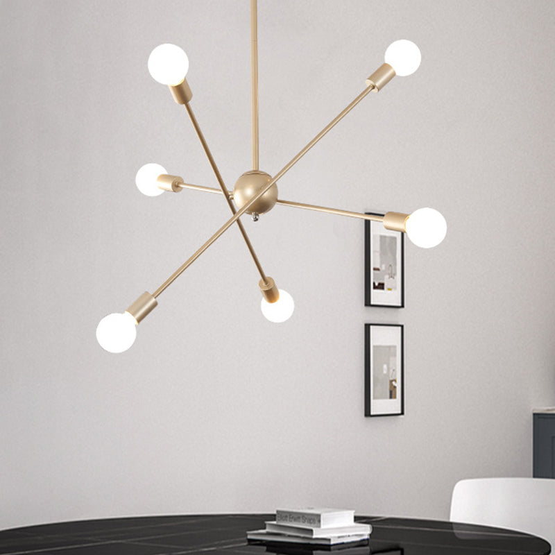 Lampadario lineare soggiorno lampadario a 6 teste a sospensione modernista la luce del soffitto in ottone