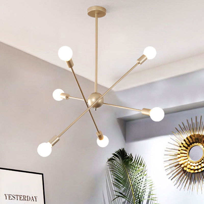 Lampadario lineare soggiorno lampadario a 6 teste a sospensione modernista la luce del soffitto in ottone