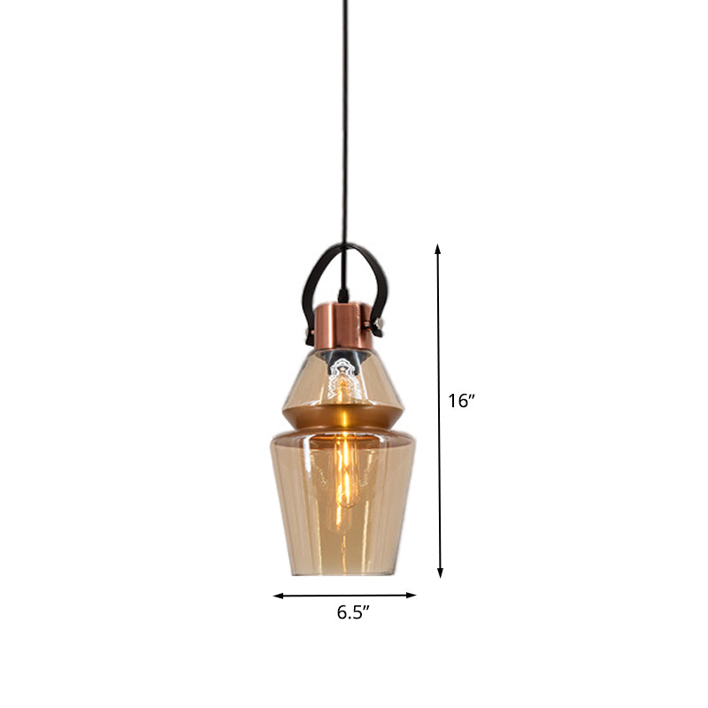 Copper Urn Pendant Lighting Fixture Modern 1 Head Clear Glass Hanging Lamp, 6.5"/8"/10" Wide