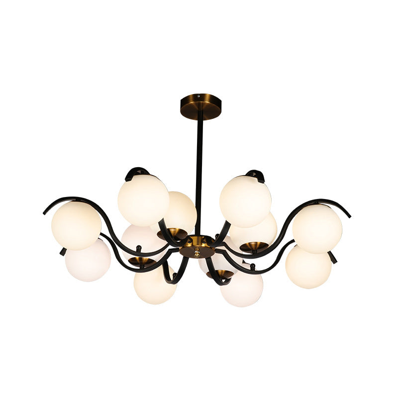 Lucione minimalista Globe Down Glassino Milky 12 Luci da soggio