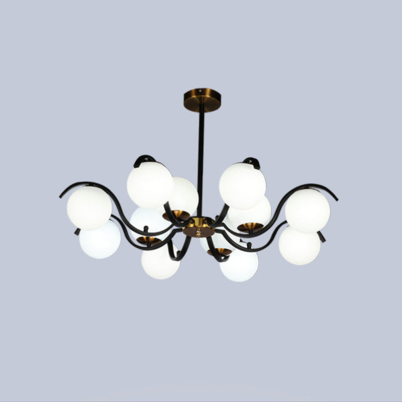 Lucione minimalista Globe Down Glassino Milky 12 Luci da soggio