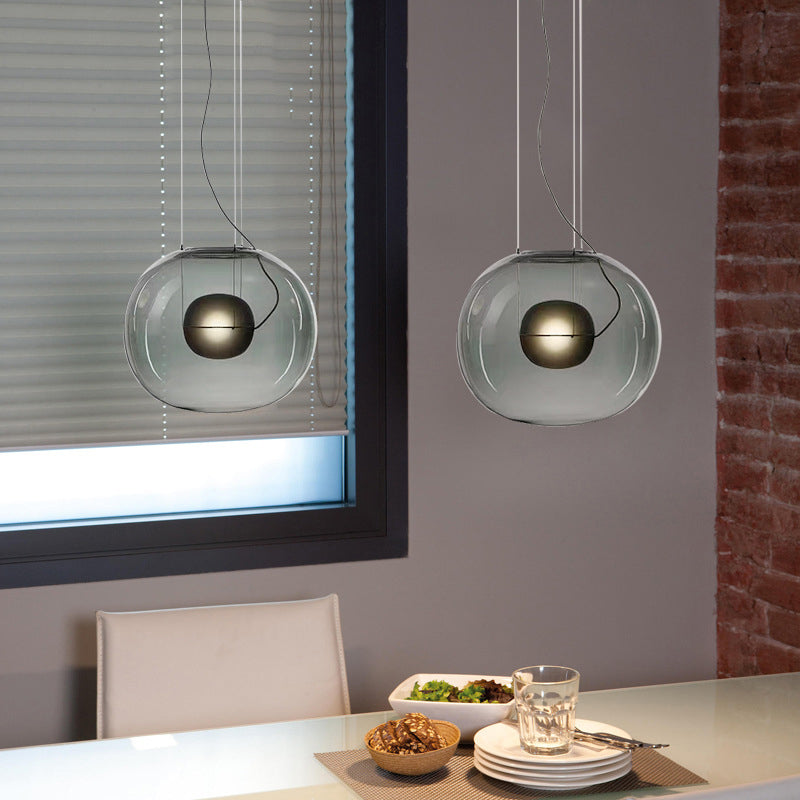 Globe Hanging Light Ayémorrat moderne Smoke Smoke Grey / Clear Glass 1 Head Dining Dining Room Pendant Light Kit