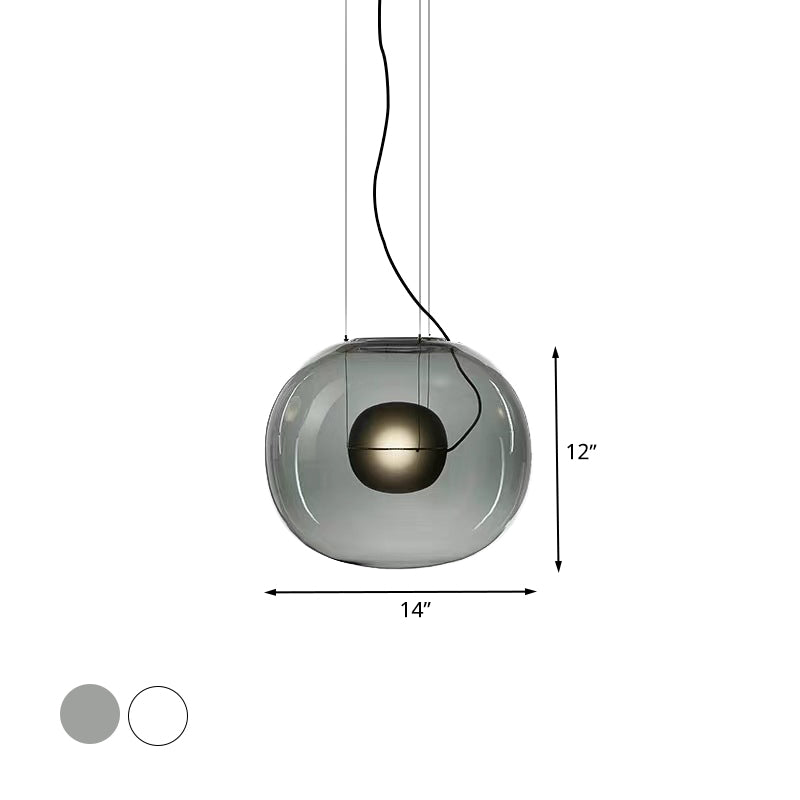 Globe Hanging Light Ayémorrat moderne Smoke Smoke Grey / Clear Glass 1 Head Dining Dining Room Pendant Light Kit
