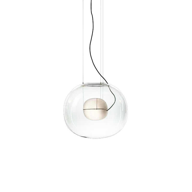 Globe Hanging Light Ayémorrat moderne Smoke Smoke Grey / Clear Glass 1 Head Dining Dining Room Pendant Light Kit