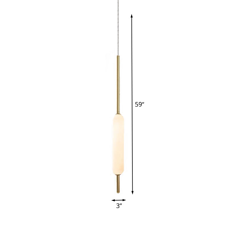 Tube en verre blanc suspendu plafonnier moderne 1 pendentif lumineux léger pour salle à manger