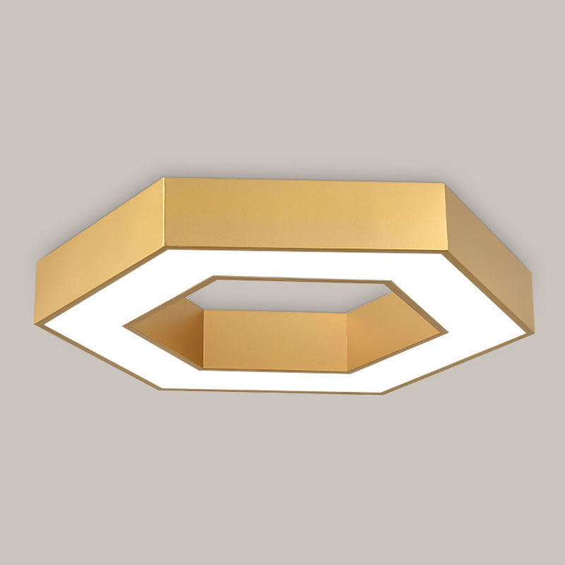 Nordic Hexagon Ceiling Light Metal Gold LED Flush Mount Light for Office