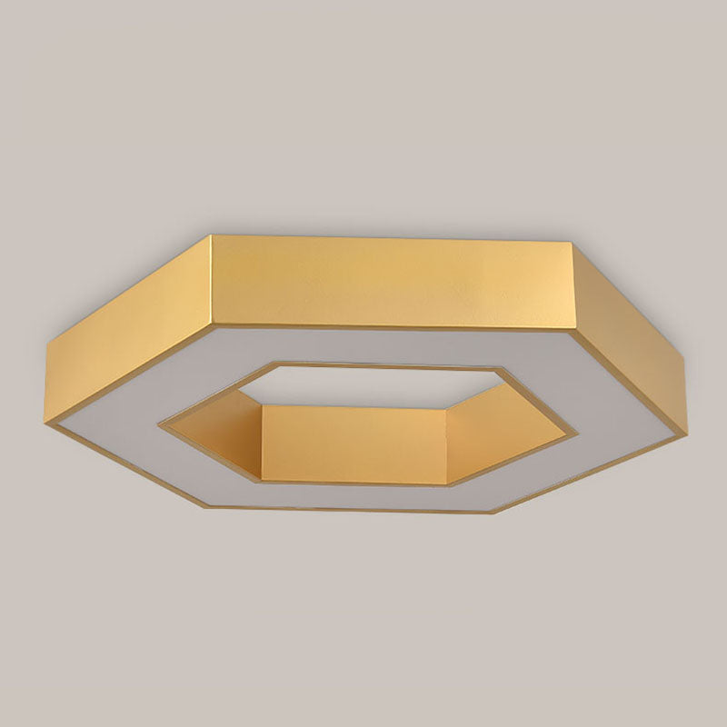 Nordic Hexagon Ceiling Light Metal Gold LED Flush Mount Light for Office
