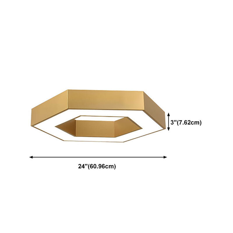 Nordic Hexagon Ceiling Light Metal Gold LED Flush Mount Light for Office