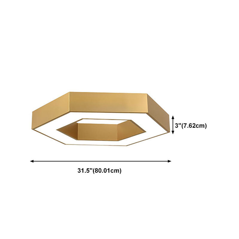 Nordic Hexagon Ceiling Light Metal Gold LED Flush Mount Light for Office