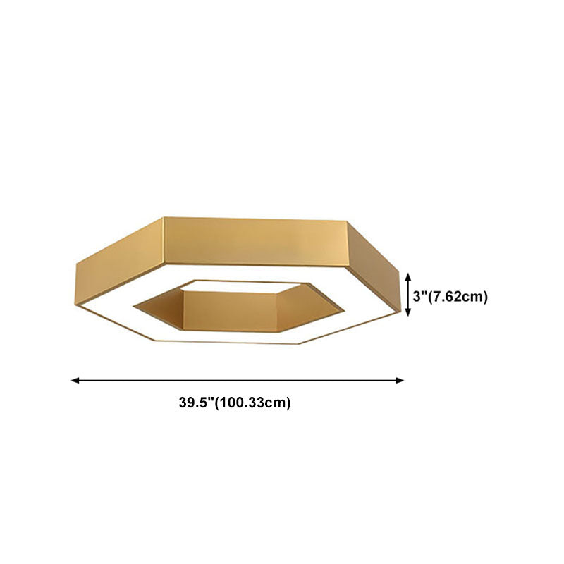 Nordic Hexagon Ceiling Light Metal Gold LED Flush Mount Light for Office