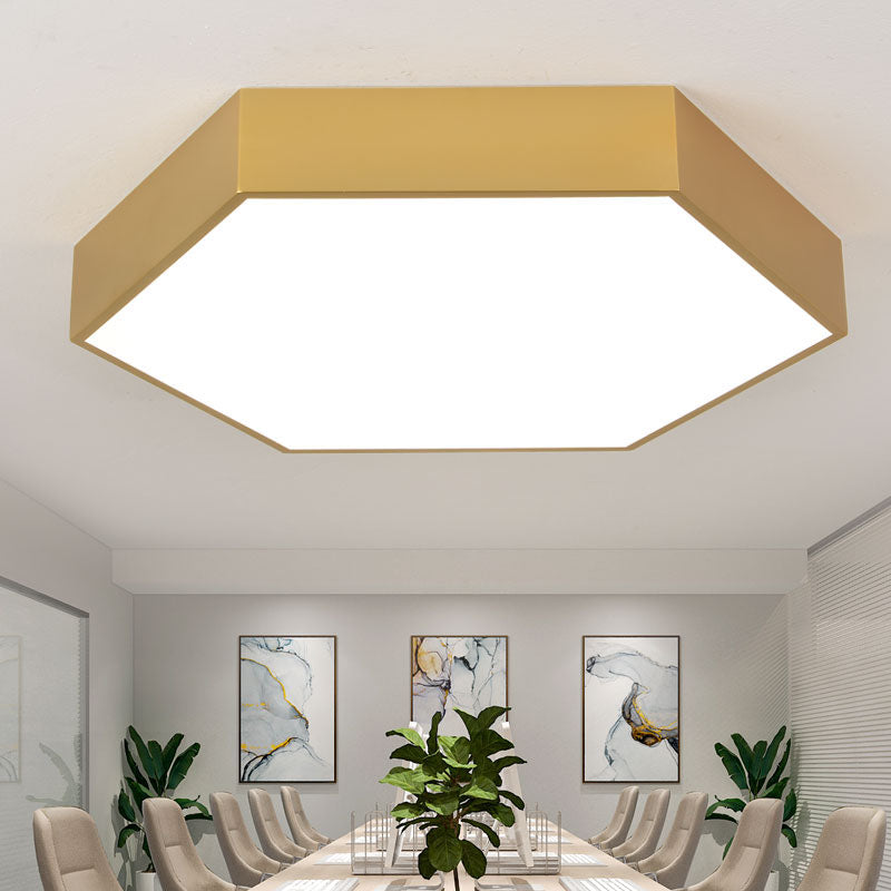 Nordic Hexagon Ceiling Light Metal LED Flush Mount Light in Gold for Office