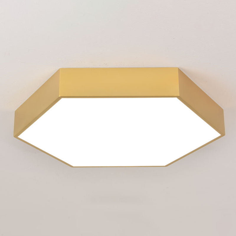 Nordic Hexagon Ceiling Light Metal LED Flush Mount Light in Gold for Office
