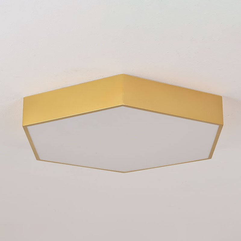 Nordic Hexagon Ceiling Light Metal LED Flush Mount Light in Gold for Office